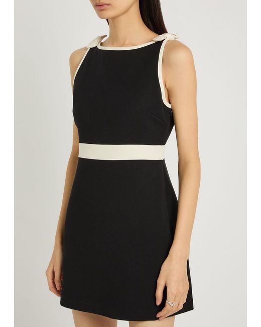 LoveShackFancy Black Catrice Bow-Appliquéd Cotton-Blend Mini Dress