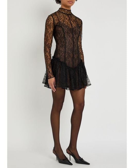 De La Vali Black Brisa Lace Mini Dress