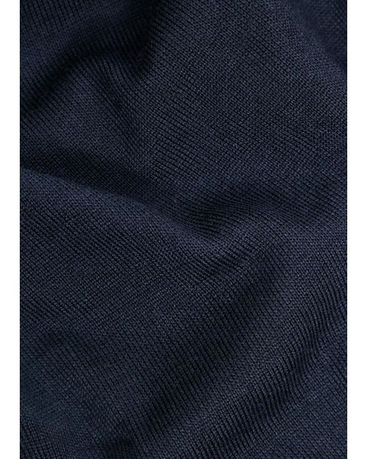 Canali Blue Half-Zip Wool-Blend Jumper for men