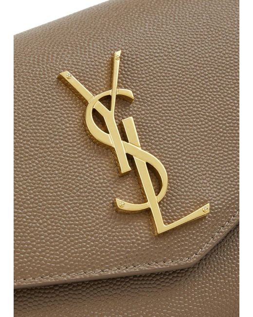 Saint Laurent Brown Leather Wallet-On-Chain, Wallet Bag, , Leather
