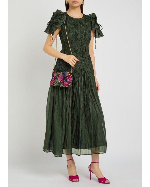 green angelita dress Aje. Angeli Pintuck Organza Midi in Embellished shoulder straps