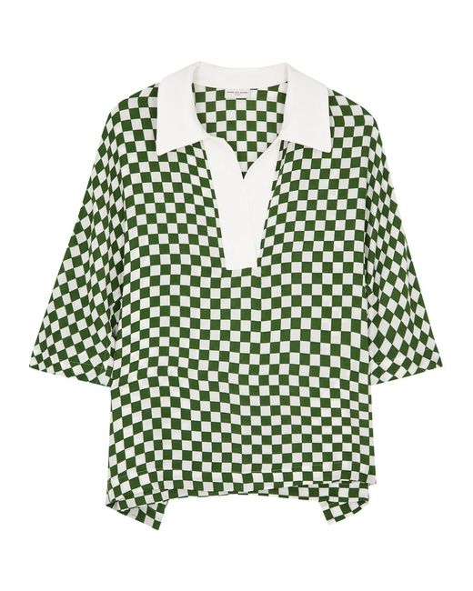 Dries Van Noten Green Checked Crepe Shirt