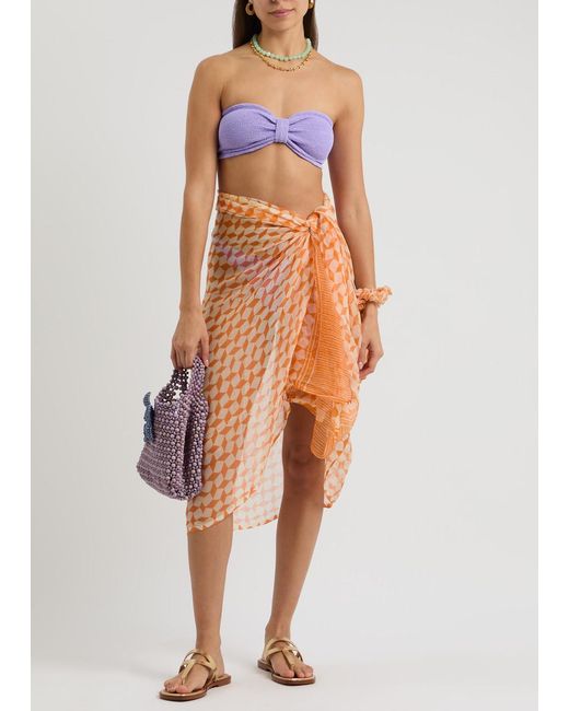 Cloe Cassandro Orange Printed Silk-Georgette Sarong