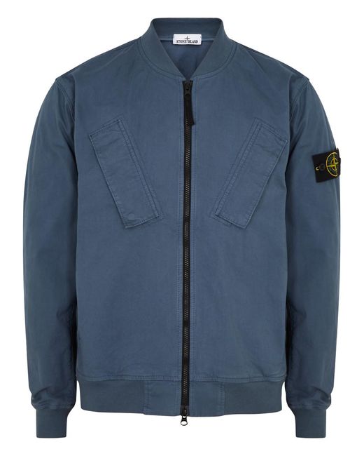 Stone Island Blue Stretch-Cotton Bomber Jacket for men
