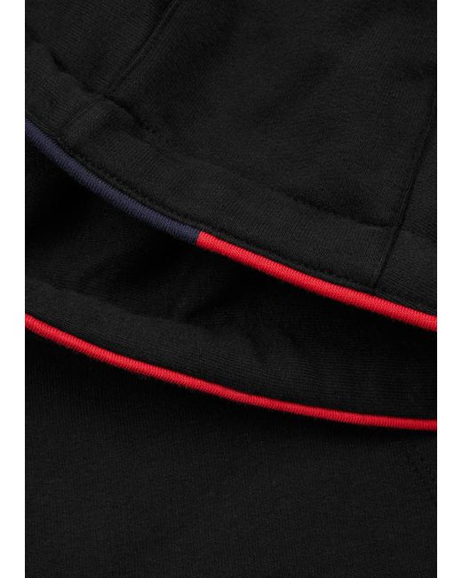 Moncler Black Logo-embroidered Hooded Cotton Sweatshirt for men