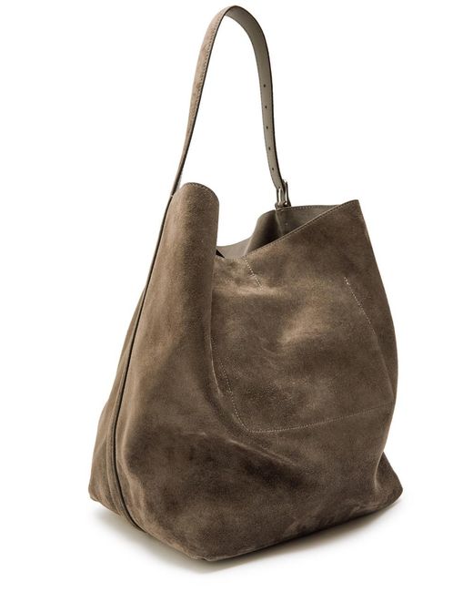 Totême Brown Belted Suede Tote