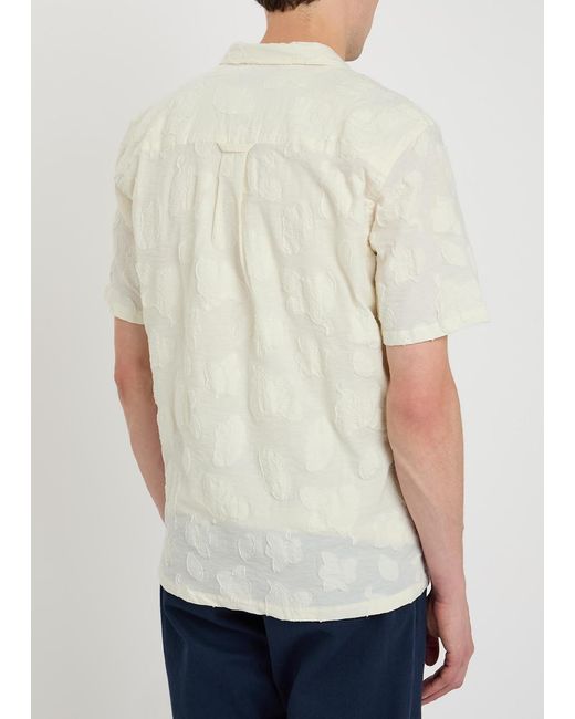 Forét White Floral Jacquard Cotton-Blend Shirt for men