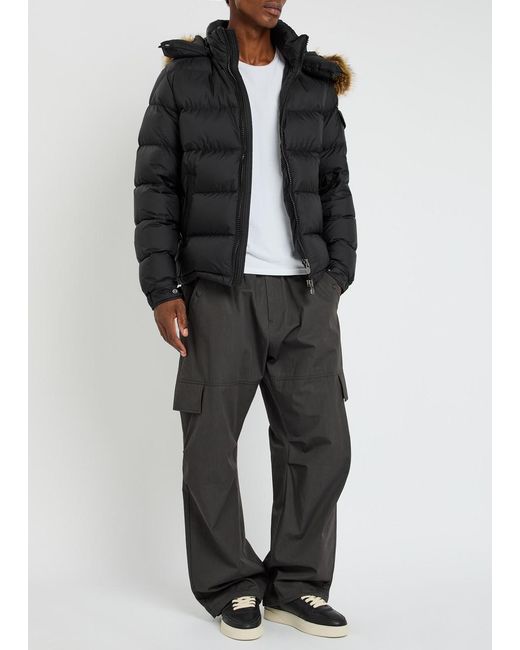 Moncler Black Maya Faux Fur-Embellished Shell Jacket for men