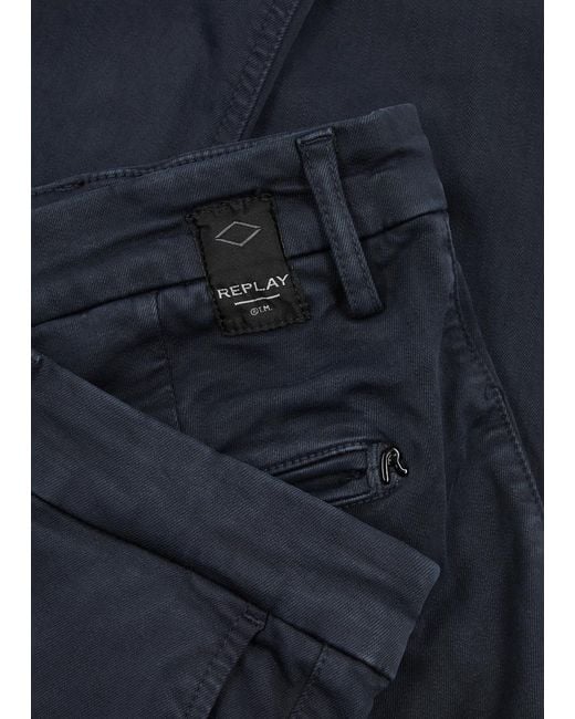 Replay Blue Benni Hyperflex X. Lite Cotton-blend Chinos for men