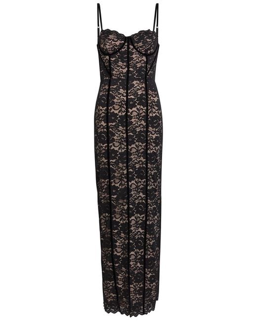 Alice + Olivia Black Carissa Floral-Lace Maxi Dress