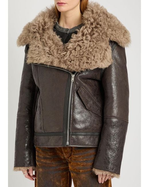 Acne Black Leather Shearling Jacket
