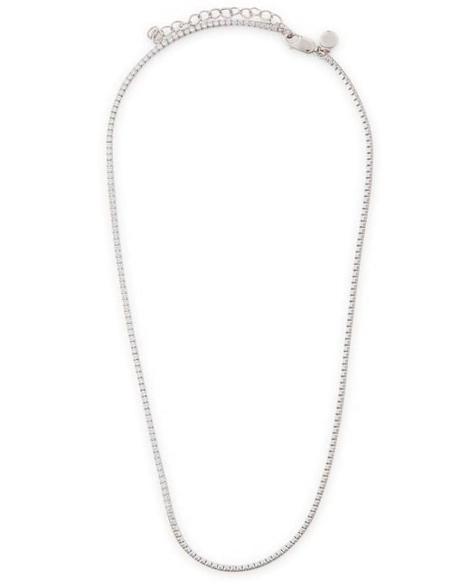 Astrid & Miyu White Tennis Crystal-Embellished Sterling Necklace