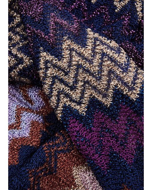 Missoni Purple Zigzag Metallic-knit Beanie