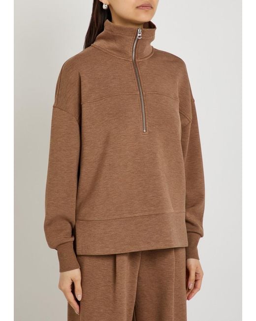 Varley Brown Kayleigh Half-Zip Stretch-Jersey Sweatshirt