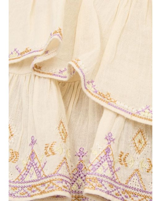 Isabel Marant Natural Jocadia Embroidered Cotton Shorts