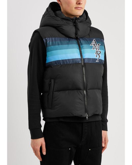 Amiri Black Quilted Striped Shell Gilet for men
