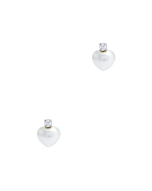 Simone Rocha White Faux Heart Earrings