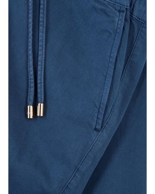 Max Mara Blue Terreno Cropped Stretch-Cotton Trousers