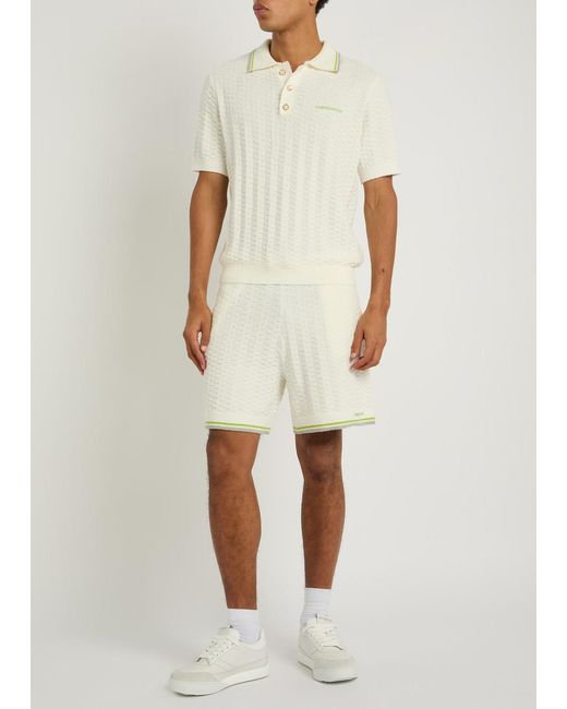 Casablanca White Tennis Bouclé Polo Shirt for men