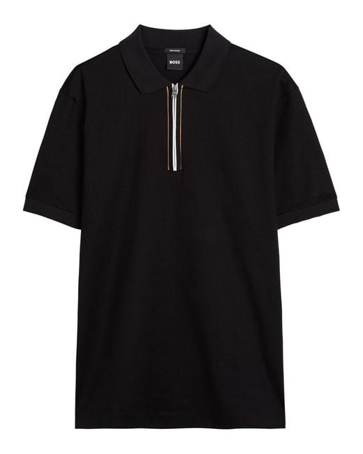 Boss Black H-Paras 65 Half-Zip Cotton Polo Shirt for men