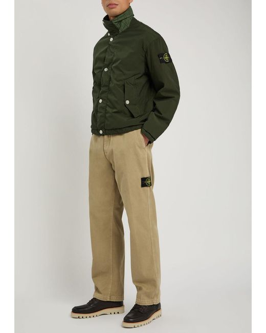 Stone Island Natural Straight-Leg Canvas Trousers for men