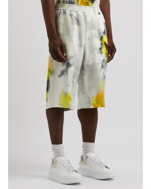 Alexander McQueen White Obscured Printed Jersey Shorts for men