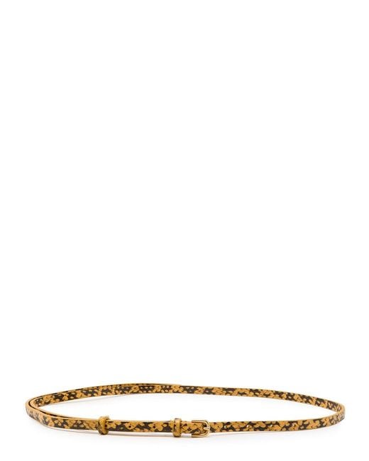 Dries Van Noten White Snake-Effect Leather Belt