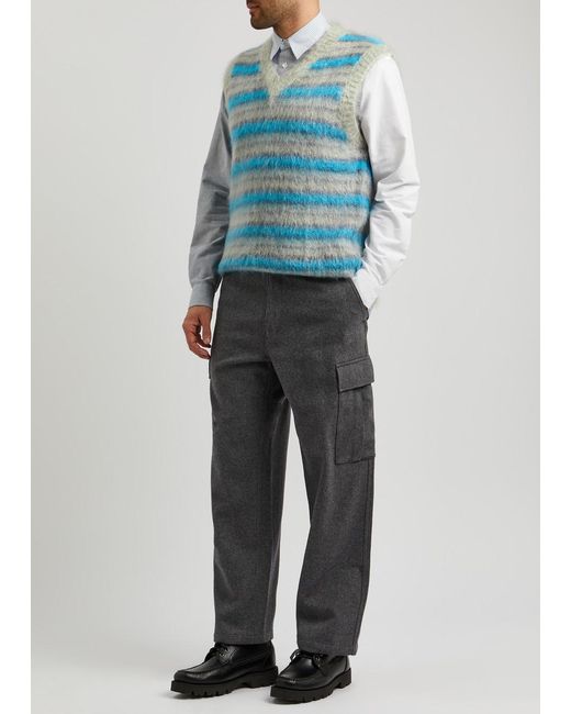 Marni Blue Striped Mohair-blend Vest for men