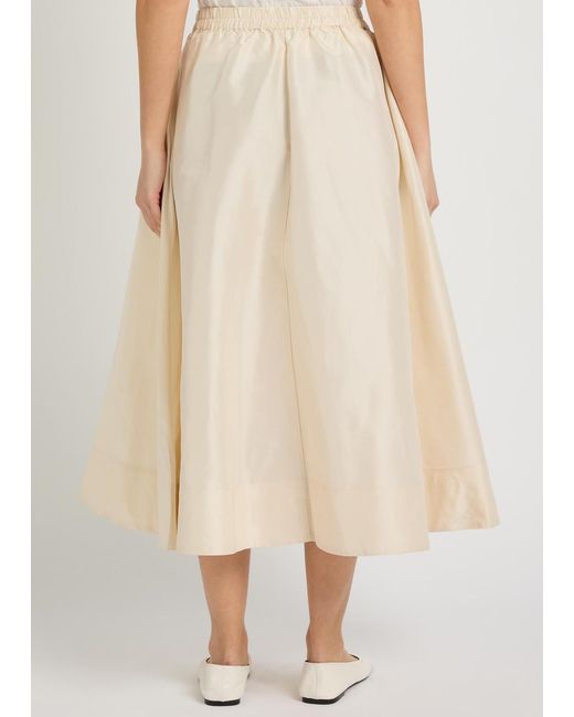 Suzie Kondi Natural Koula Silk-Taffeta Midi Skirt