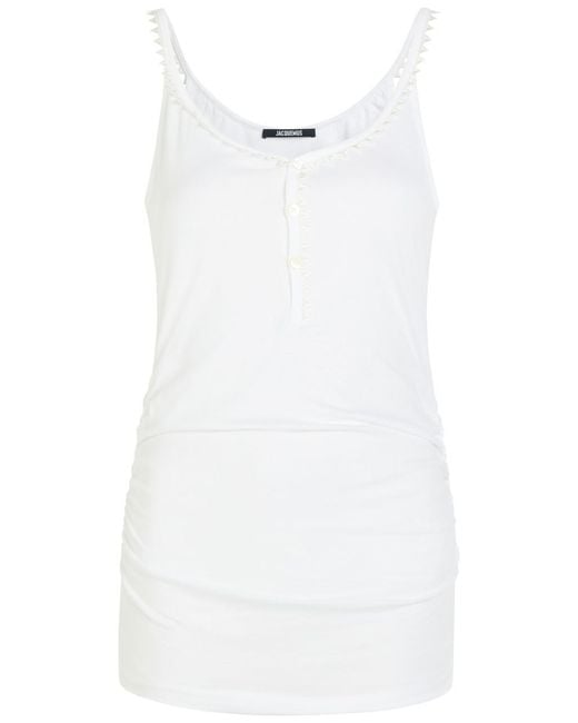 Jacquemus White La Debardeur Clavela Cotton Top