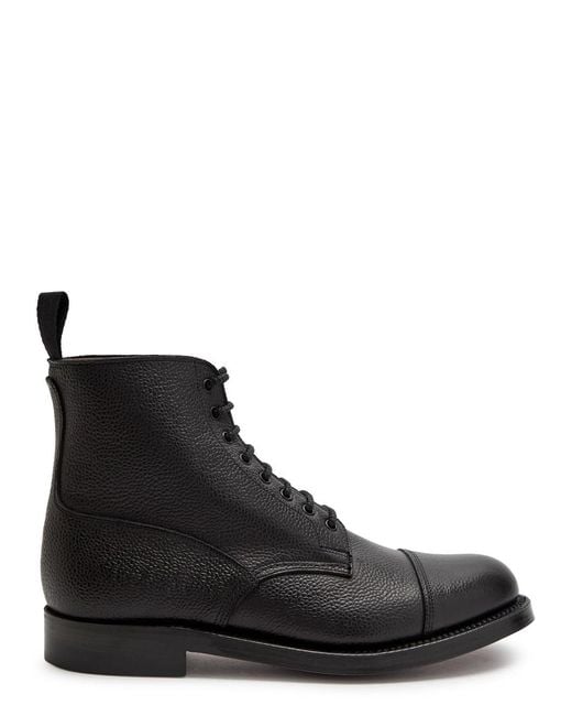 GRENSON Black Shoe 3 Grained Leather Boots for men