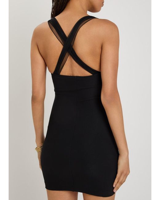 Nensi Dojaka Black Ruched Stretch-Crepe Mini Dress