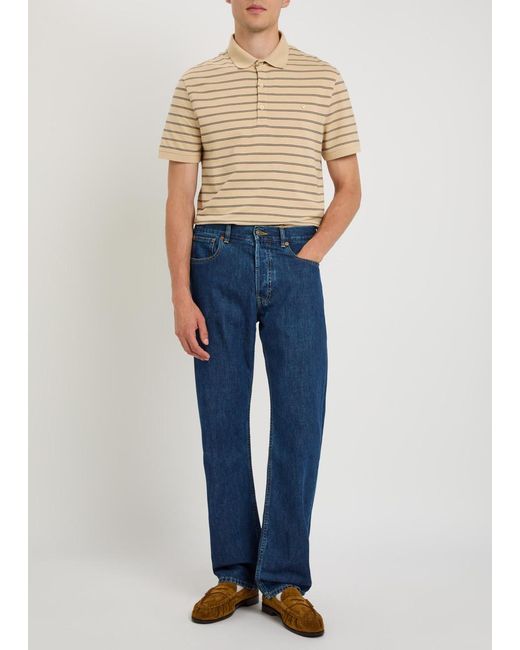 Valentino Natural Striped Piqué Cotton Polo Shirt for men