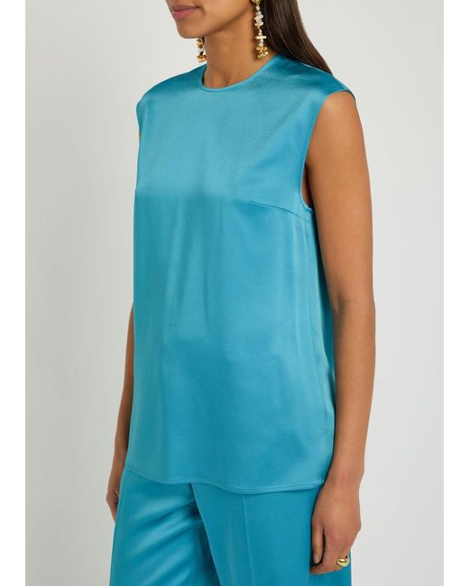 Stella McCartney Blue Sleeveless Satin Top