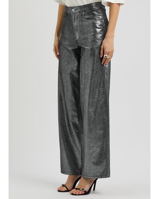 Isabel Marant Gray Cover Metallic Wide-Leg Jeans