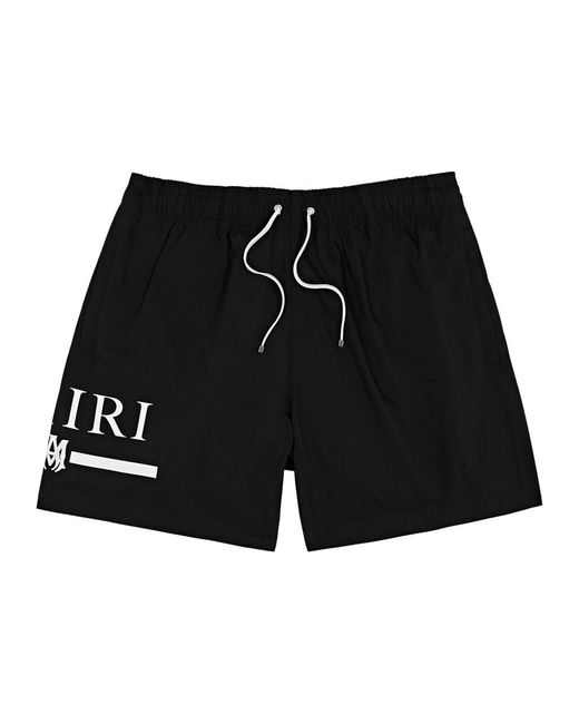 Amiri Black Logo-print Shell Swim Shorts for men