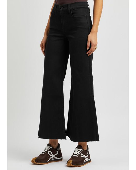 FRAME Black Le Palazzo Crop Flared-leg Jeans