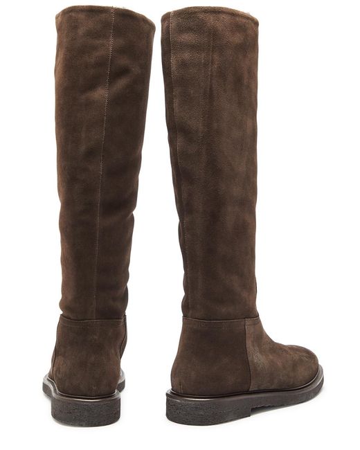 LEGRES Brown Riding Suede Knee-high Boots