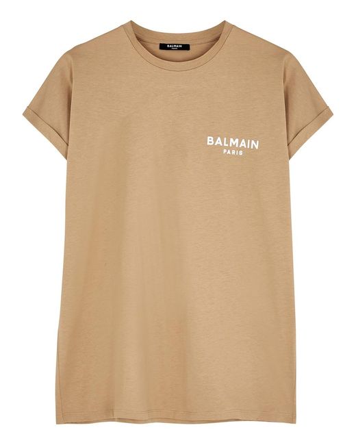Balmain Natural Logo Cotton T-Shirt