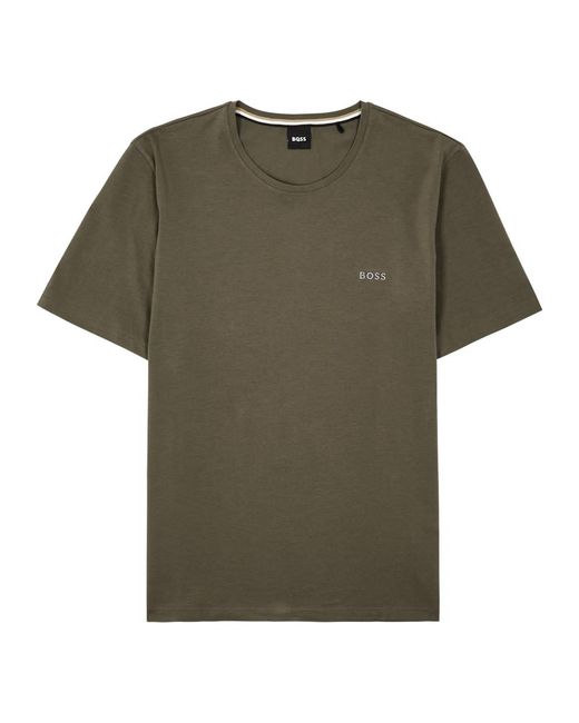 Boss Green Logo-Embroidered Stretch-Cotton T-Shirt for men