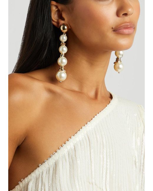 Rosantica White Miranda Embellished Clip-on Drop Earrings
