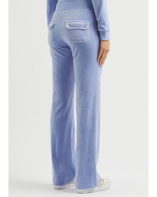 Juicy Couture Blue Del Ray Logo Velour Sweatpants