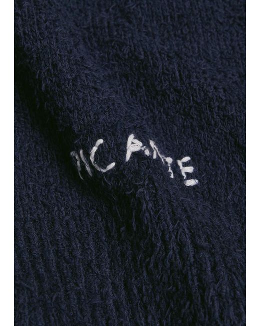 Picante Blue Shaggy Logo-Embroidered Cotton-Blend Polo Jumper for men