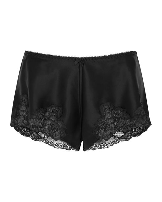 Nk Imode Black Morgan Lace-trimmed Silk Shorts