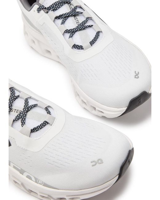 On Shoes White Cloudmster Knitted Sneakers for men