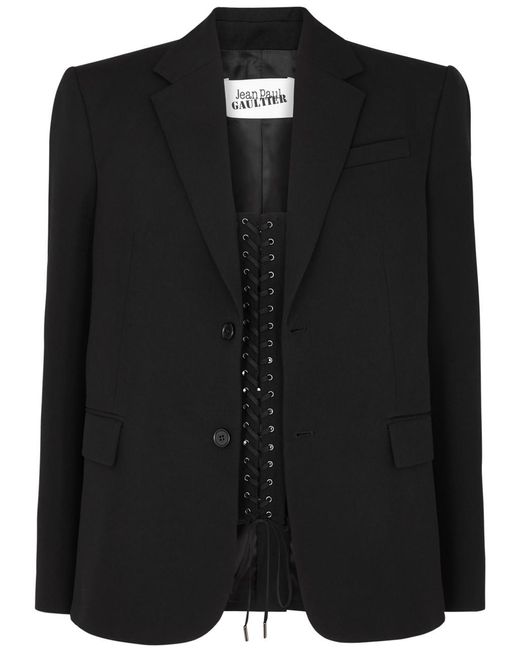 Jean Paul Gaultier Black Wool Corset Blazer