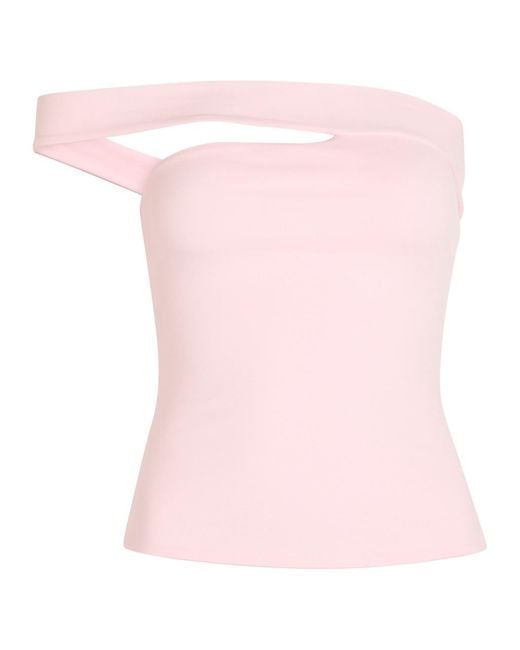 Skims Pink Asymmetric Stretch-Cotton Top