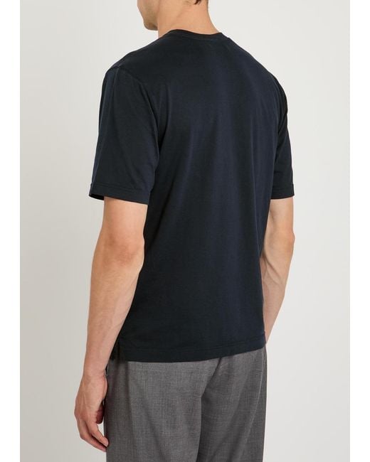 Lardini Black Cotton And Silk-Blend T-Shirt for men