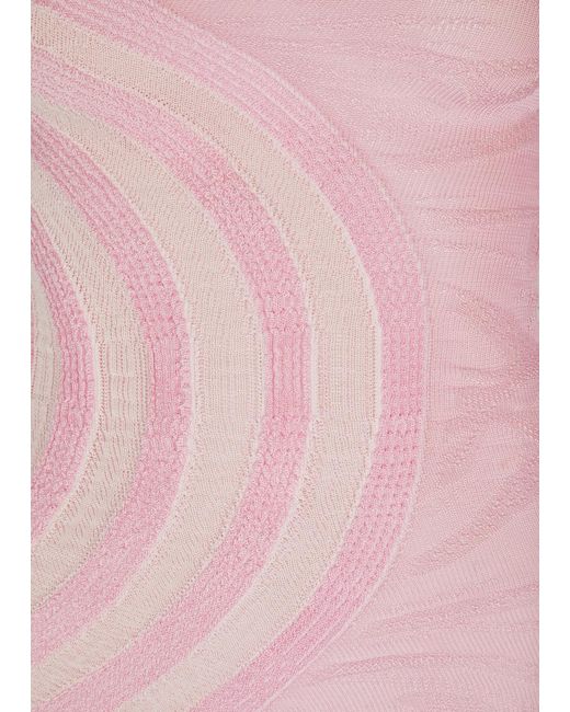 GIMAGUAS Pink Été Intarsia Pointelle-Knit Mini Dress