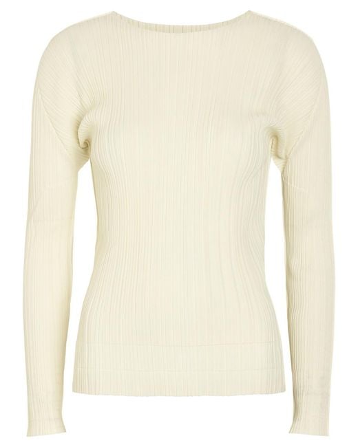 Pleats Please Issey Miyake Natural Pleated Woven Top